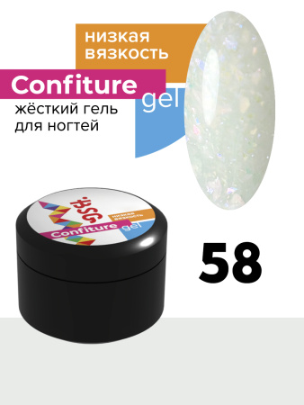 BSG жёсткий гель для наращивания confiture №58 низкая вязкость - полупрозрачный молочный с нежными кристаллами (13 г)