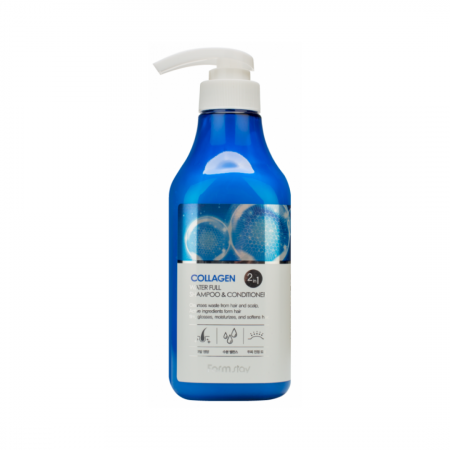Farmstay Шампунь 2 В 1 Collagen Water Full Shampoo & Conditioner 530Ml
