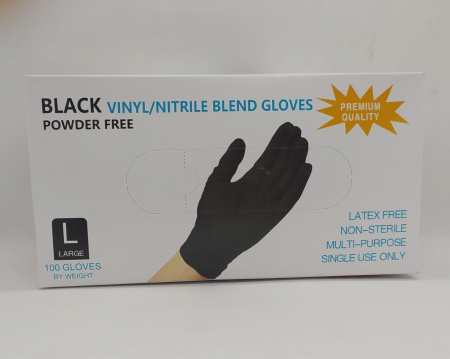 Перчатки Black VINIL/NITRILE BLEND GLOVES нитрило-виниловые (100 штук) размер L