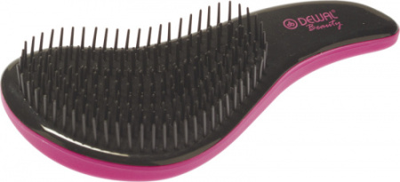 DEWAL BEAUTY Щетка массажная  для легкого расчесывания волос, мини с ручкой  цвет розово-черный