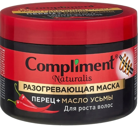 Compliment Naturalis Маска для роста волос разогревающая ПЕРЕЦ+МАСЛО УСЬМЫ, 500мл