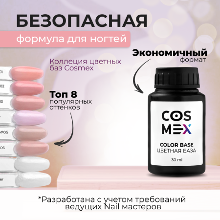 Cosmex Камуфлирующая цветная база Rubber Base Cappuccino №05 30 мл